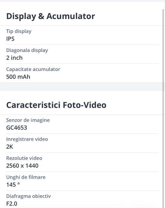 Camera auto fata/spate DVR Duala Xiaomi 70mai A400