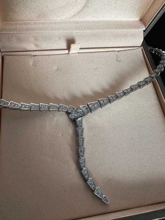 Colier Serpenti cristale placat cu aur alb Bvlgari