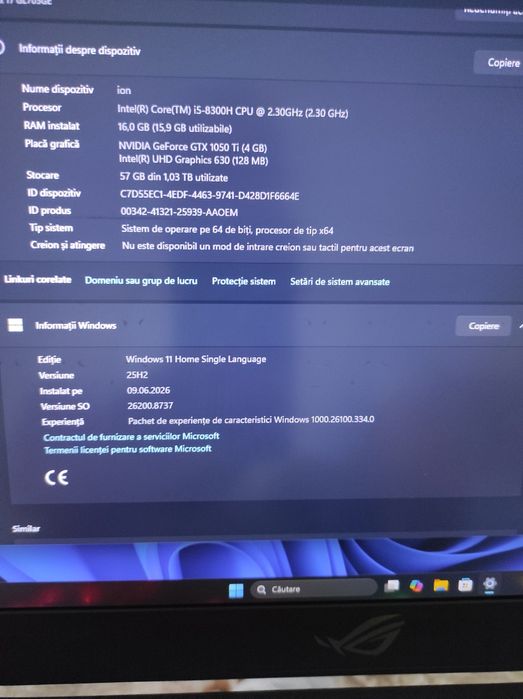 Laptop GL703GE se mișcă bine