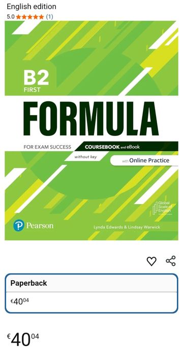 Учебник Formula B2 First (Coursebook) – Pearson (Запазен + бонус код)