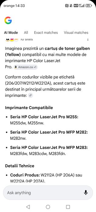 Cartuș de toner HP color laser jet nou