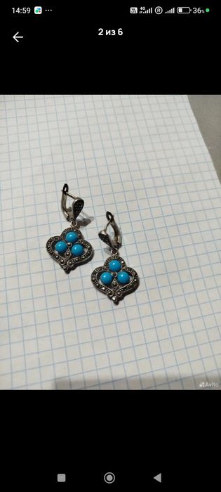 Серебряные серьги с марказитами. Винтаж