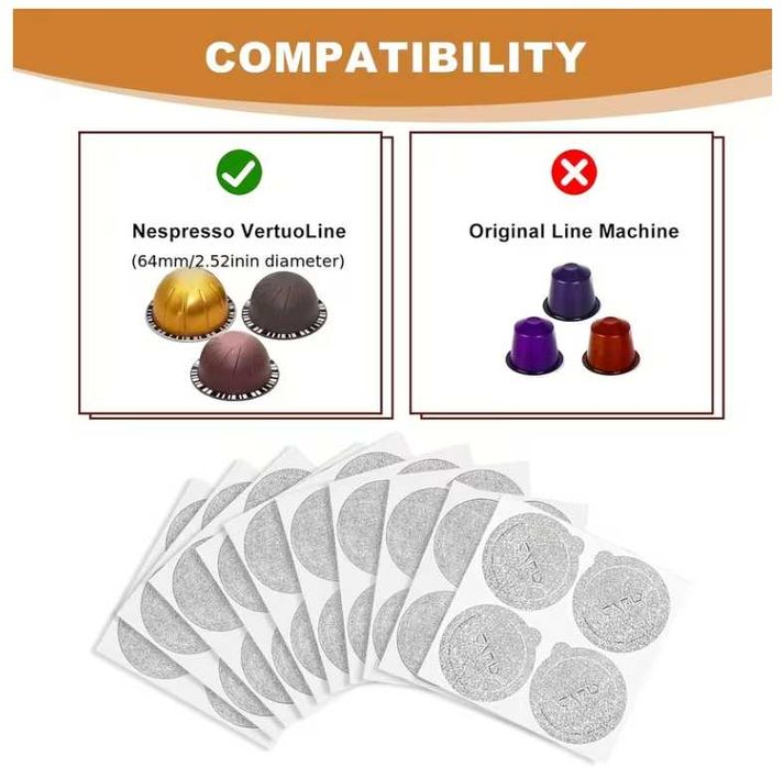 50 броя фолио за капсули Nespresso Vertuoline
