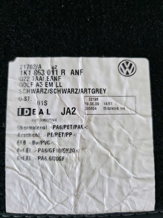 Covorase vw scirocco/golf originale din velur