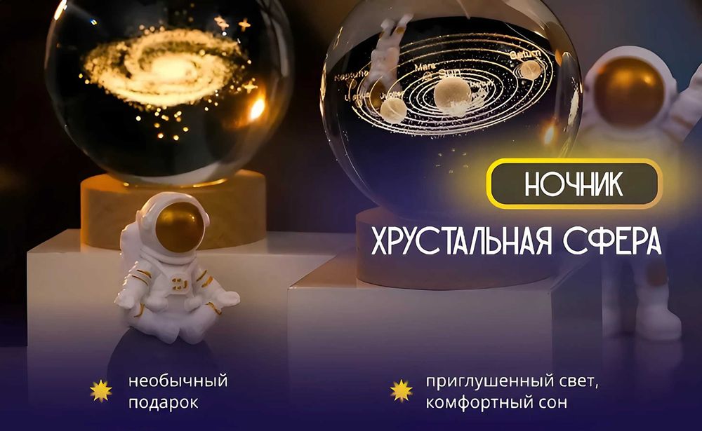 Ночник Светильник Детский Хрустальный Шар