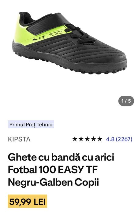 Set 2 perechi Decathlon ghete banda arici fotbal 100 Easy AG/FG Galben negru si ghete fotbal banda arici  160 easy turf albstru copii f putin utilizat