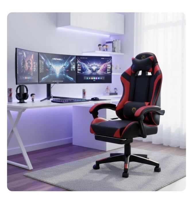 Удобен геймърски стол с поставка за крака