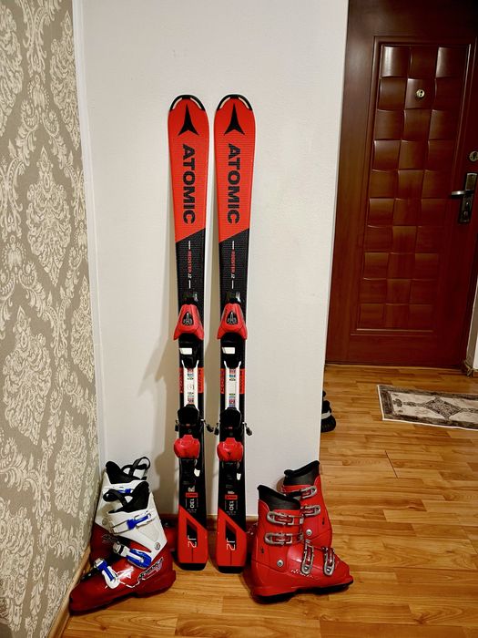 Schiuri 130 cm atomic rester cu clapari set skiuri