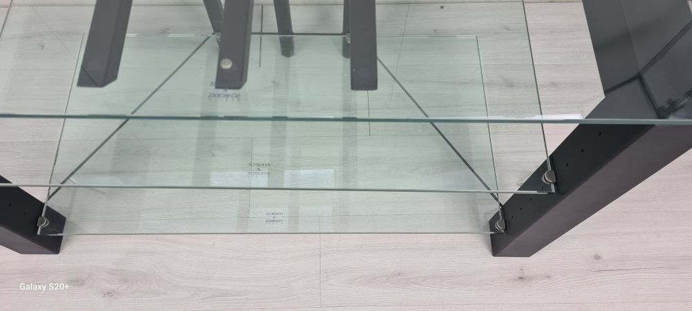 Немски Schroers & Berlin Телевизионна маса от стъкло стомана