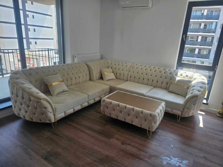 Canapea colțar Chesterfield NOUĂ, nefolosită niciodată – 4.000 lei