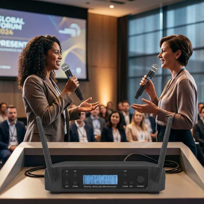 Комплект 2 броя безжични микрофони и UHF приемник с дисплей GLXD4