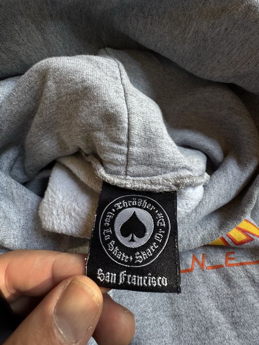 Оригинален Thrasher Flame Logo Hoodie Grey (Размер L) / Skatewear