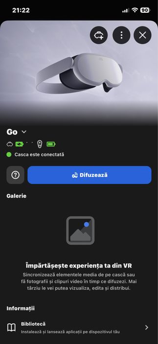 Ochelari VR OCULUS GO 64 gb memorie cu toate accesorile+cablu de 2 m