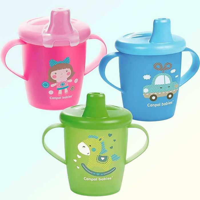 Чаша за бебе против разливане 250 мл с лъжичка за хранене, Canpol