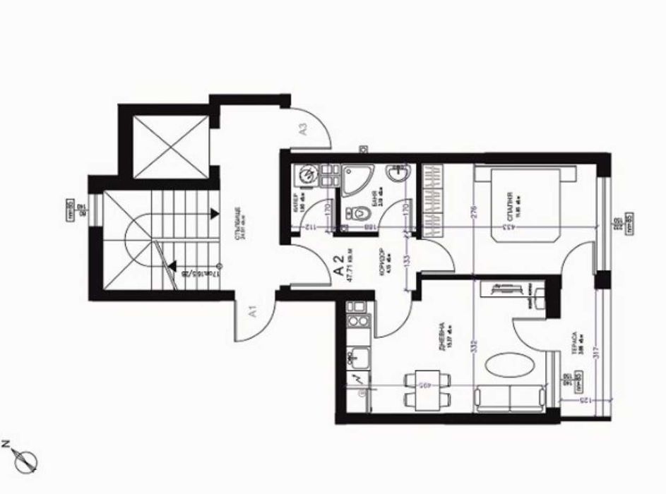 Двустаен апартамент в кв.Съдийски