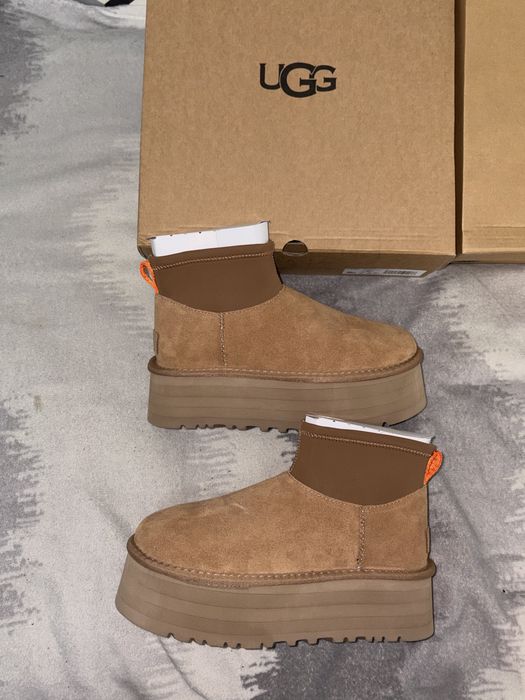 ghete cizme Ugg Clasic Mini Dipper platform ultra mini bej crem maro marime 37 38 39 40 blana