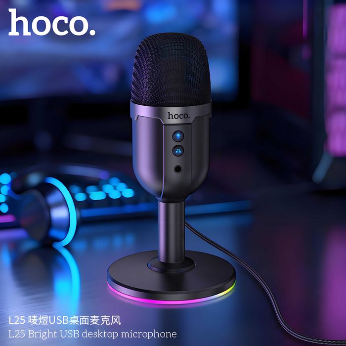 Hoco L25 Bright настольный USB-микрофон с RGB-подсветкой