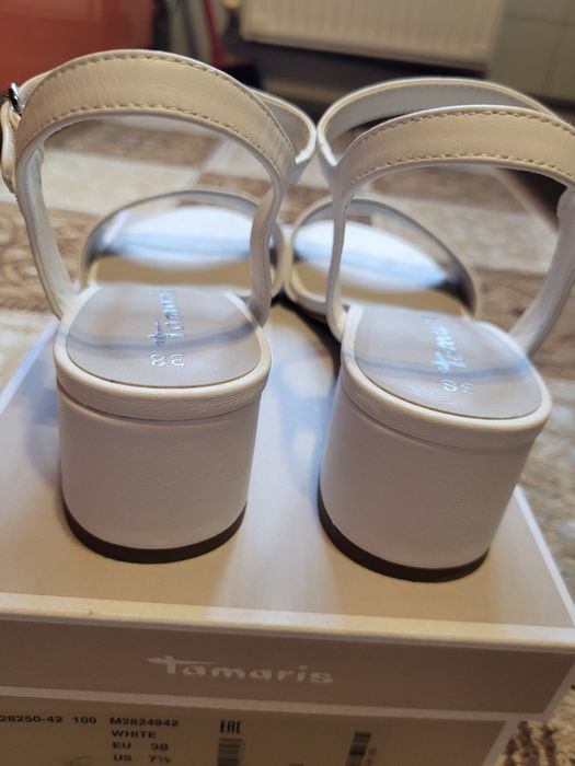 Sandale albe piele naturala-38 noi