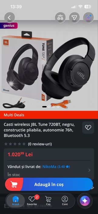 Casti JBL tune 720 BT