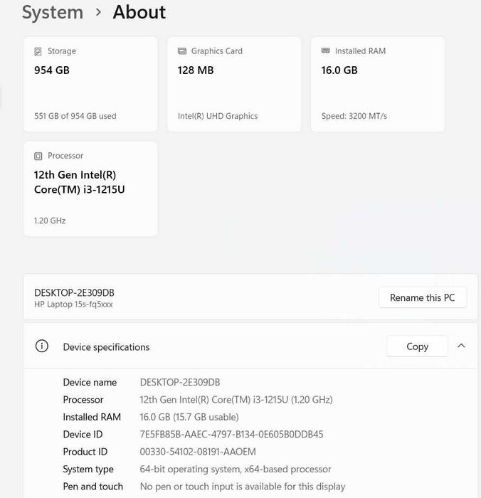 HP 15.6, 1 TB HDD, 16 GB RAM, full HD + (separat) accesorii