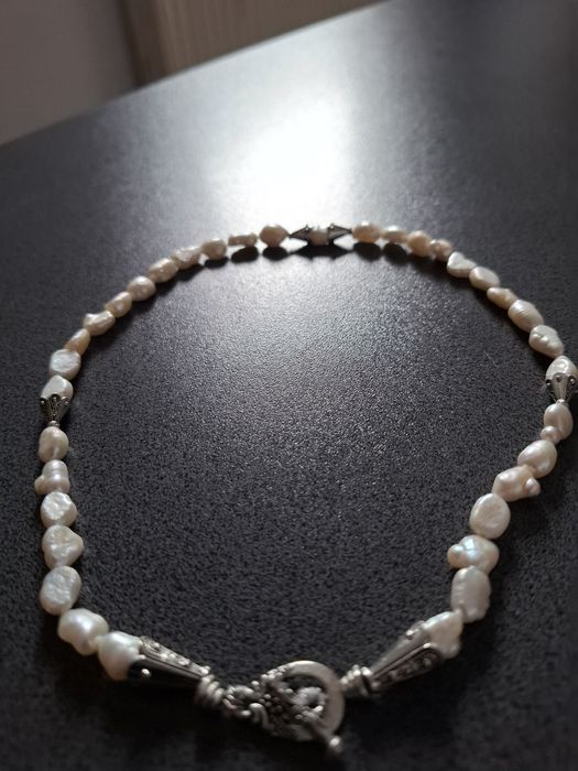 Colier perle naturale de apa dulce la baza gatului 41 cm