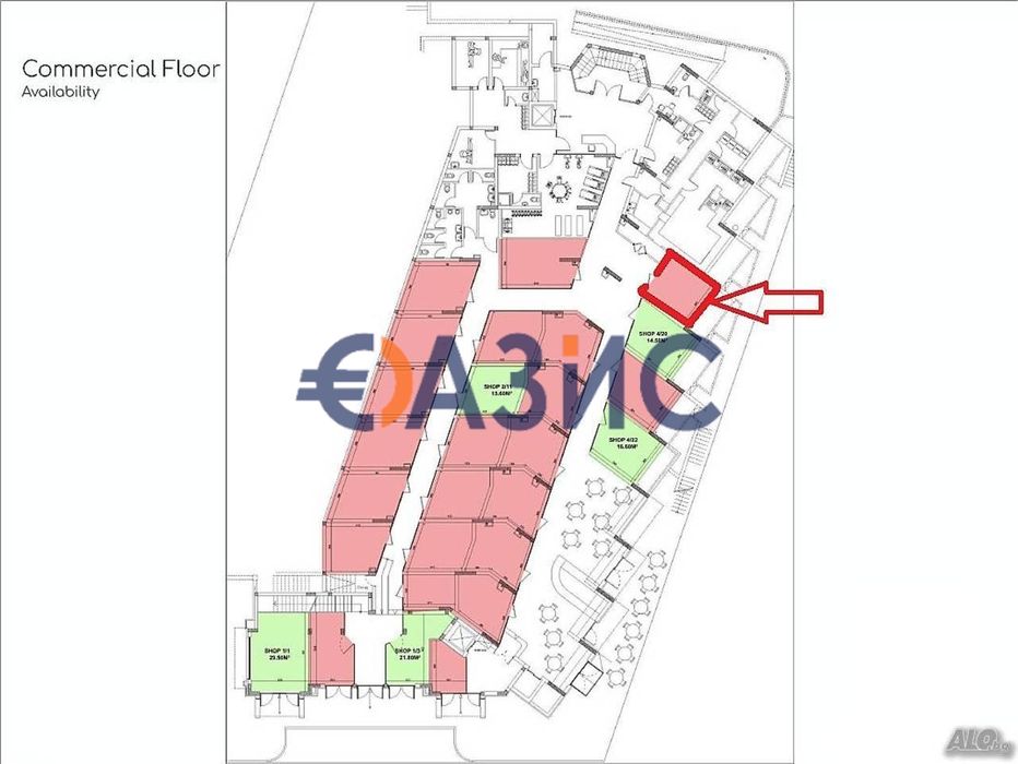 Търговско помещение на партер, Свети Влас, България, 21.2 кв. м., цена