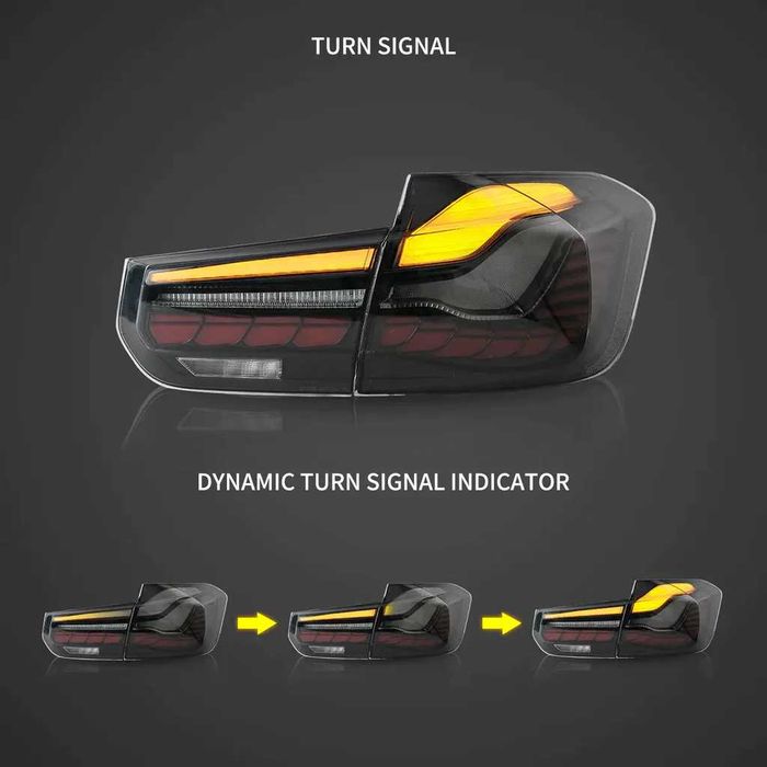 Set Stopuri LED BMW Seria 3 F30 Model GTS OLED Model Negru Fumuriu