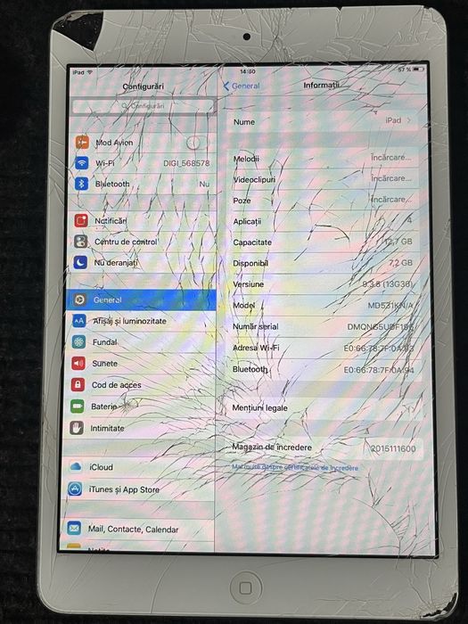 iPad Mini 1 (A1432) - Baterie 99% - Jailbreak / De Piese
