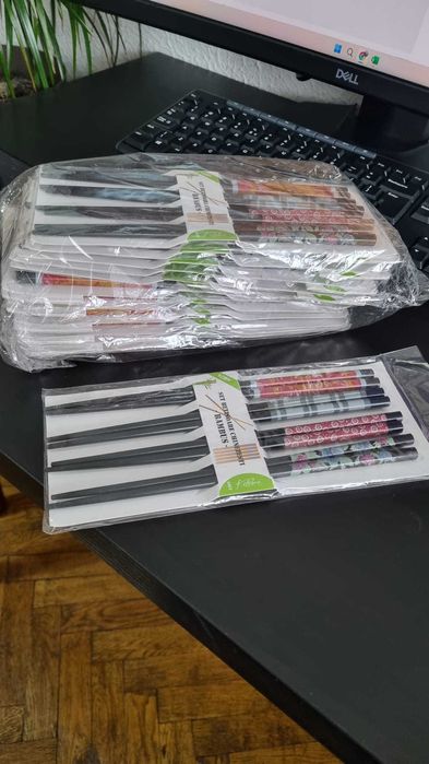 Set betisoare chinezesti, 4 perechi, Bambus, diferite modele