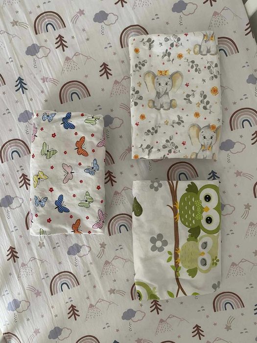 Pătuț Woodies din lemn masiv 140x70 + saltea Sea of Clouds