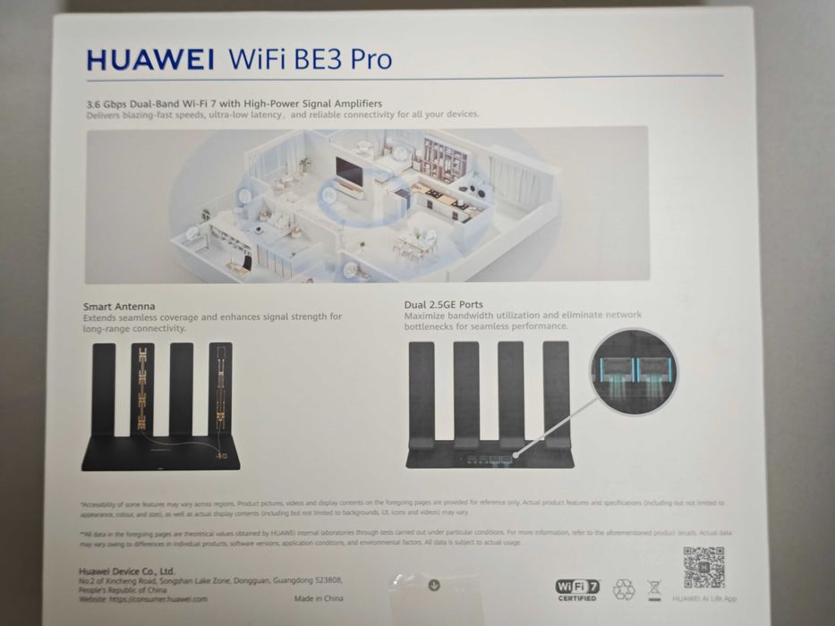 Huawei Wifi Be3 Pro, Wifi 7, 3.6 Gbit/s, смарт антена, бърз рутер