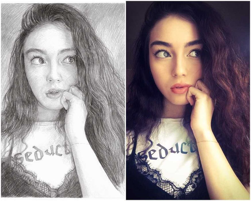 Portret în creion pe hârtie