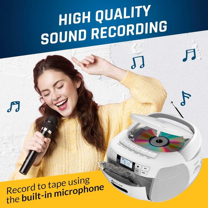 KLIM CD плейър с касетофон и рекордер, AM/FM радио, USB, Bluetooth