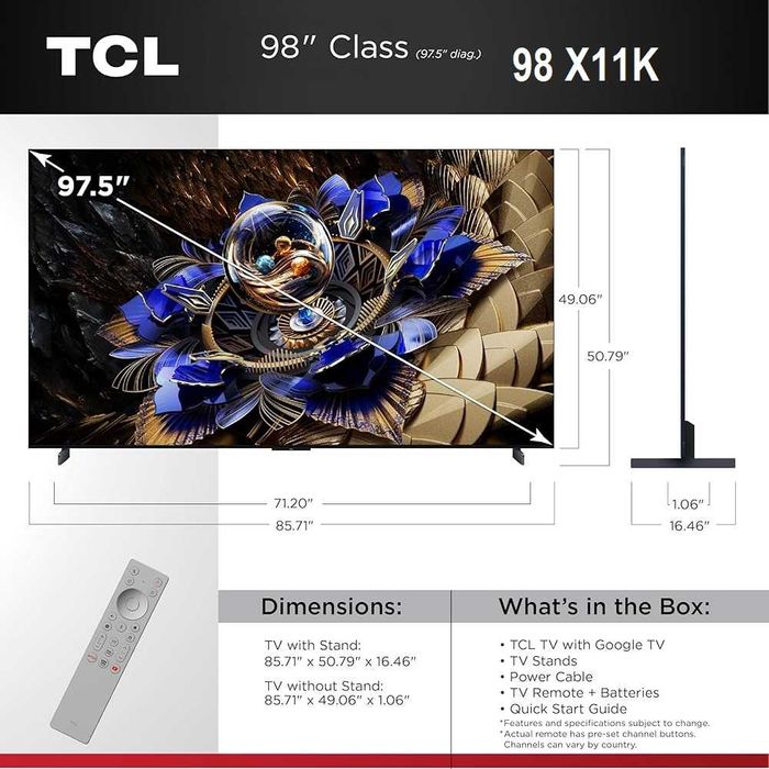 Телевизор TCL HISENS TOSHIBA LG SAMSUNG  диагональ 116/100/98/85/75/65