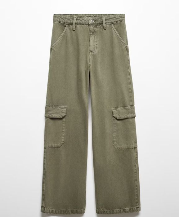 Blugi wide leg cargo Mango