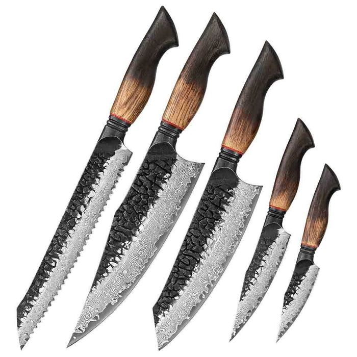 Премиум ножове дамаска стомана Damascus steel knives комплект 7 броя