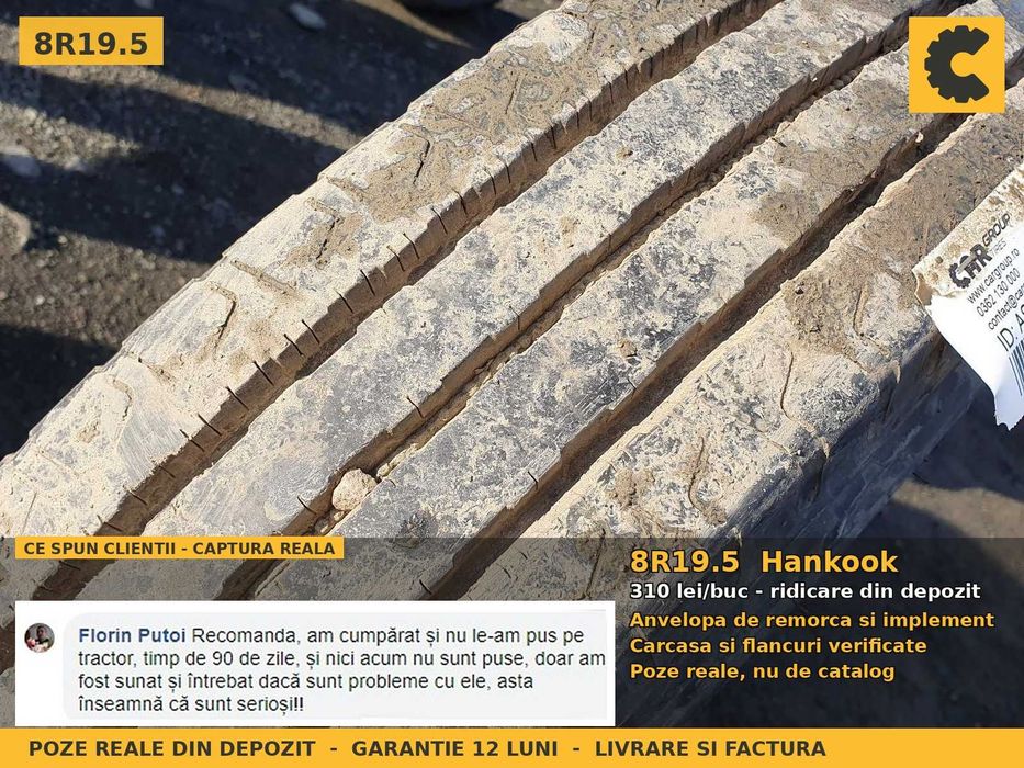 Anvelope Cauciucuri 8-19.5 8R19.5 8 19.5 8x19.5 8195 Hankook Remorca Implement Flotatie SH Second Hand DISCOUNT Oferta Pret Bun Reducere Livrare