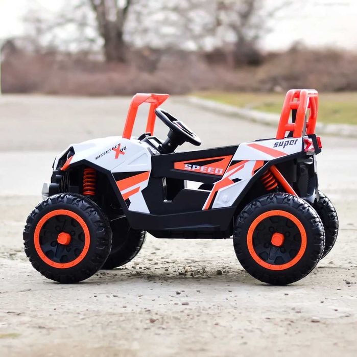 UTV electric Kinderauto RSR 4x 30w 12V cu roti moi, scaun tapitat RED