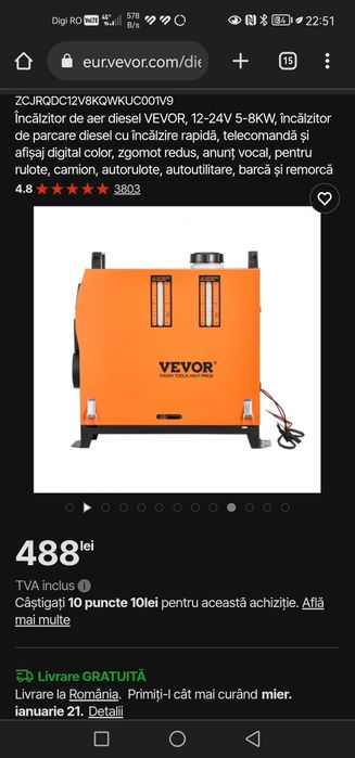 Vevor Incalzitor aer Diesel 8kw Vevor Sirocou