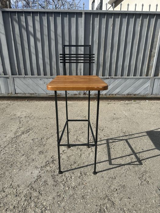 Индустриален бар стол масив дъб и метал | Loft / Scandinavian style