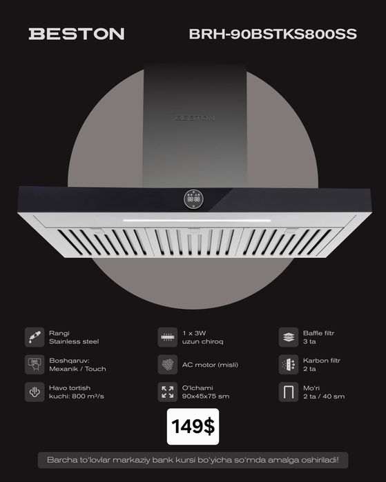 Вытяжка Beston 60sm 90sm / Dudbo'ron Beston 60sm/ 90sm