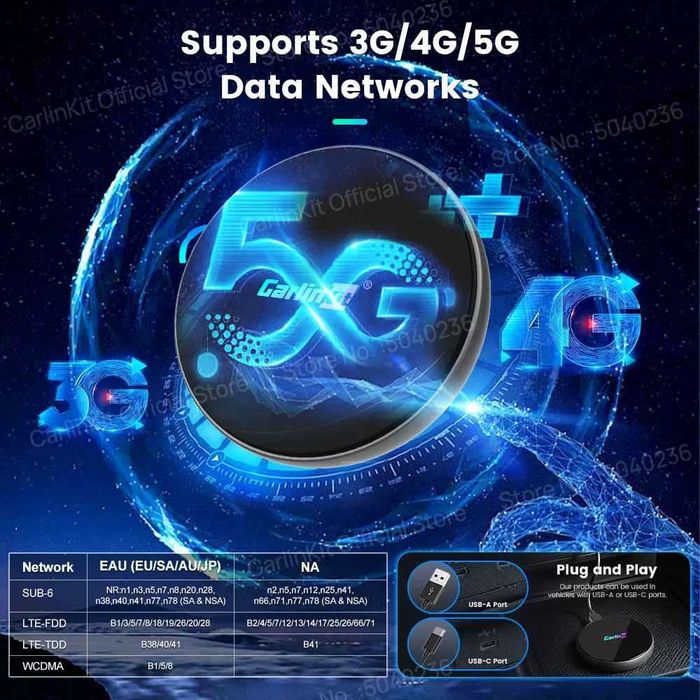 Tbox-Ultra 4 CarlinKit Android 15 TV Box 5G/4G LTE SM6350 Безжичен Android Auto & CarPlay AI Box за Netflix IPTV GPS 8GB + 128GB