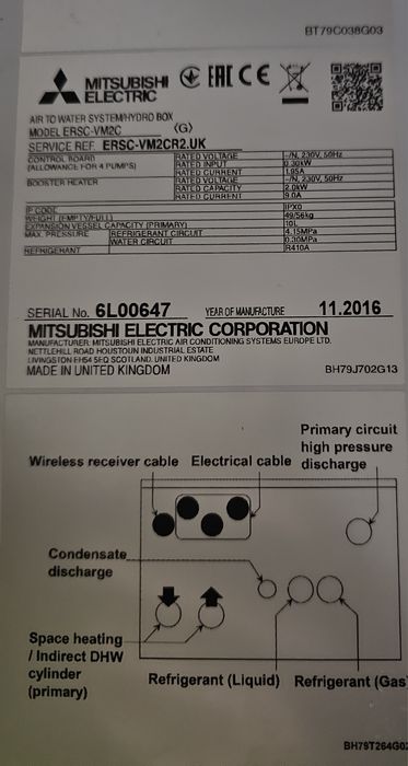 Термопомпа mitsubishi ecodan 12kw сплит система трифазна