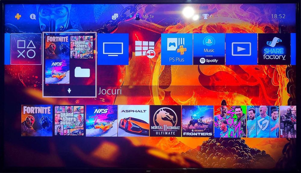 25 Jocuri+PS4 SLIM, 1 Manetă, Fortnite, GTA V, Need for Speed Heat, Mortal Kombat 11