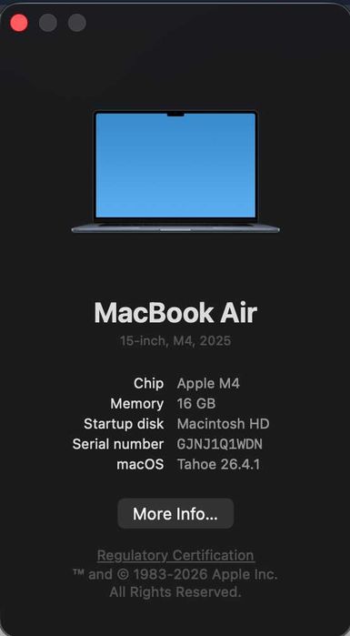 macbook air m4 256/16 15-inch