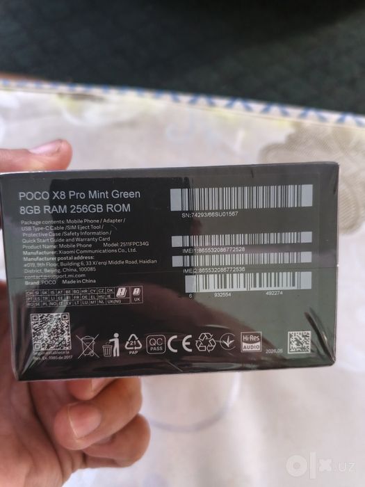 Poco x8pro kafolati bilan