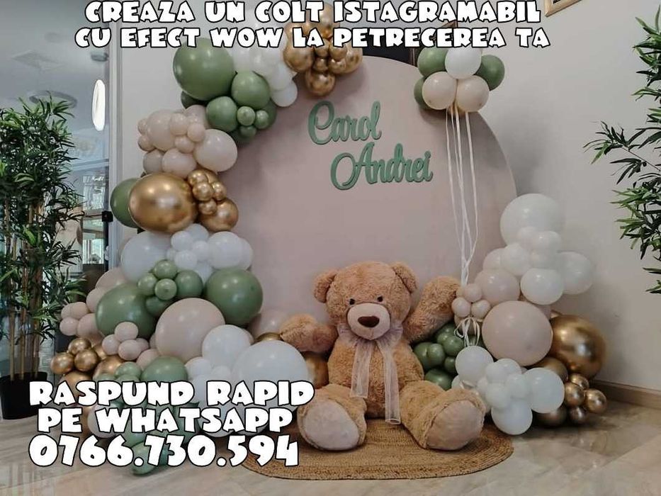 Aranjamente baloane botez Arcada baloane Decor Photocorner aniversare Aranjamente baloane botez Decor flori cristelnita