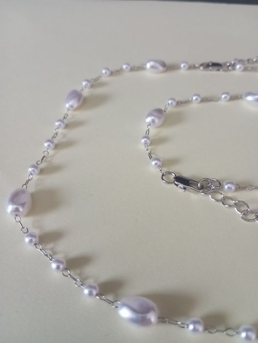 Set cercei și colier argint 925 cu perle