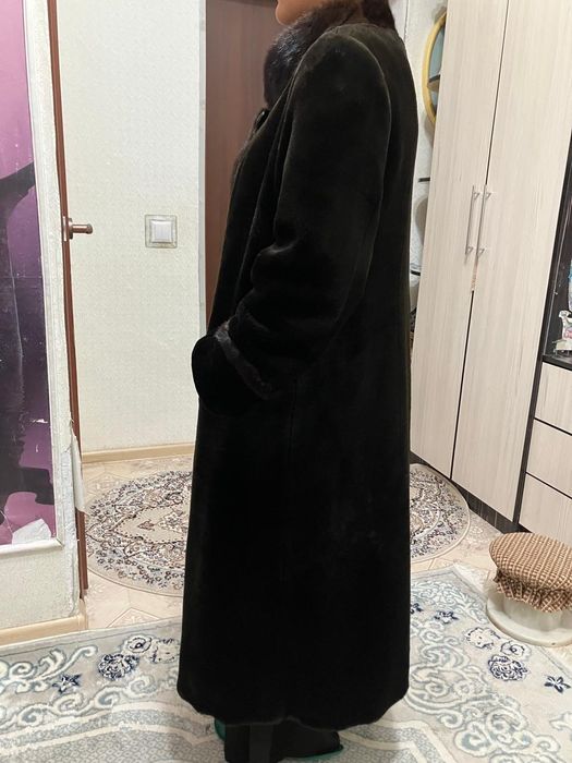 Шуба мутон темно-коричневая