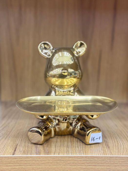 Статуэтка интерьерная копилка медведь с подносом